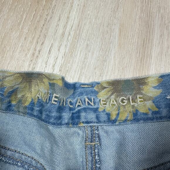American Eagle Sunflower Floral Patterned Print Curvy Mom Denim Jean Shorts 2 - Picture 8 of 14